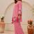 Pink cotton embroidered thread work co-ord set for women