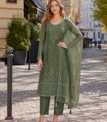 Mehendi siffon semi stitched suit with embroidery & sequence work