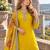 Yellow chinon readymade suit with embroidery & mirror work