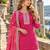 Pink chinon readymade suit with embroidery & mirror work