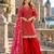 Orange chinon readymade suit with embroidery & mirror work