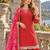 Orange chinon readymade suit with embroidery & mirror work