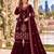 Maroon velvet semi stitched suit with embroidery & sequence work
