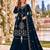 Teal velvet semi stitched suit with embroidery & sequence work