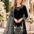 Black velvet semi stitched suit with embroidery & sequence work