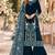 Teal velvet semi stitched suit with embroidery & sequence work