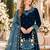 Teal velvet semi stitched suit with embroidery & sequence work