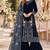 Navy velvet semi stitched suit with embroidery & sequence work