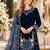 Navy velvet semi stitched suit with embroidery & sequence work