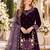 Wine velvet semi stitched suit with embroidery & sequence work