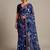 Blue floral cotton silk ethnic saree