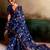 Blue floral cotton silk ethnic saree