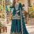Teal viscose readymade suit with embroidery & sequence work