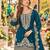 Teal viscose readymade suit with embroidery & sequence work