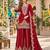 Red viscose readymade suit with embroidery & sequence work