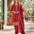 Red silk readymade suit with embroidery & zari work