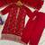 Red silk readymade suit with embroidery & zari work