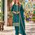 Teal silk readymade suit with embroidery & zari work