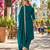 Teal silk readymade suit with embroidery & zari work