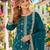 Teal silk readymade suit with embroidery & zari work