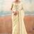 Cream solid poly chiffon ethnic saree