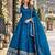 Teal art silk readymade anarkali suit with embroidery work