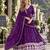 Violet art silk readymade anarkali suit with embroidery work