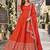 Orange art silk readymade anarkali suit with embroidery work