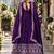 Violet art silk readymade anarkali suit with embroidery work