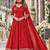 Red silk blend readymade anarkali suit with embroidery work