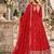 Red silk blend readymade anarkali suit with embroidery work