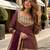 Brown chinon readymade suit with embroidery & sequence work