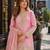 Pink silk blend readymade suit with embroidery & sequence work
