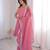 Women pink embellished peplum kurti sharara set with scallop border dupatta