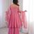 Women pink embellished peplum kurti sharara set with scallop border dupatta