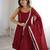 Women red embellished peplum kurti sharara set with scallop border dupatta