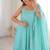 Women sky embellished peplum kurti sharara set with scallop border dupatta