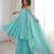 Women sky embellished peplum kurti sharara set with scallop border dupatta