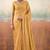 Gold solid poly chiffon ethnic saree
