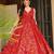 Red digital printed rayon anarkali kurta with bottom set