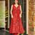 Red digital printed rayon anarkali kurta with bottom set