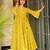 Lime green digital printed rayon anarkali kurta with bottom set