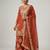 Women ethnic orange heavy embroidered kurti palazzo suit with dupatta