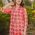 Red digital printed rayon straight kurta with bottom set