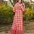 Red digital printed rayon straight kurta with bottom set