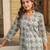 Grey digital printed rayon straight kurta with bottom set