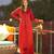 Red digital printed muslin straight kurta with bottom set