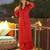 Red digital printed muslin straight kurta with bottom set