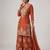 Women ethnic orange heavy embroidered kurti palazzo suit with dupatta