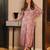 Purple digital printed muslin straight kurta with bottom set